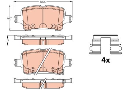 Комплект гальмівних колодок OPEL ASTRA, OPEL AMPERA-E, TRW (GDB2180)