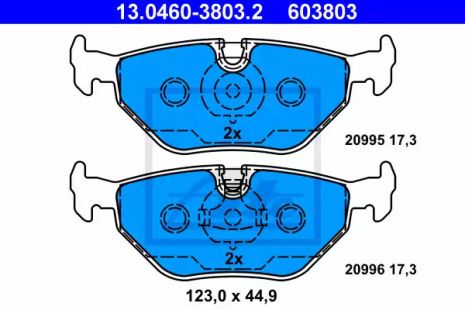 Комплект гальмівних колодок BMW Z3, BMW 7, BMW 5, ATE (13046038032)