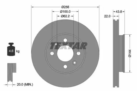 Диск тормозной KIA (DYK), HYUNDAI (BEIJING), DODGE ATTITUDE, TEXTAR (92237903)