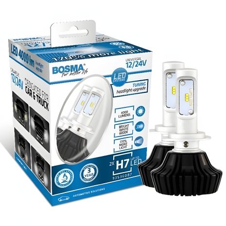 Світлодіодна автолампа H7 LED 12/24V 4000LM PX26D CANBUS (2 шт), BOSMA (6087)