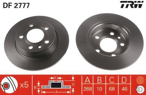 Диск тормозной SEAT ALHAMBRA, FORD GALAXY, VW SHARAN, TRW (DF2777) Диск тормозной SEAT ALHAMBRA, FORD GALAXY, VW SHARAN, TRW (DF2777)