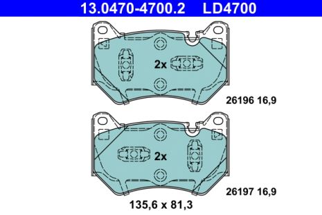 Комплект тормозных колодок AUDI Q5, ATE (13047047002)