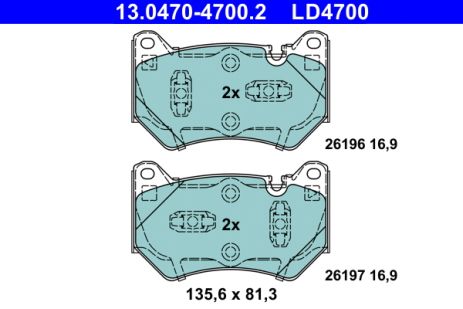 Комплект гальмівних колодок AUDI Q5, ATE (13047047002)