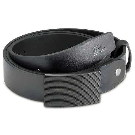 Чоловічий ремінь шкіряний Semi Line Black (P8233-0 XL)