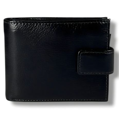 Чоловічий гаманець з натуральної шкіри, чорний (12×10 см), стильний і зручний