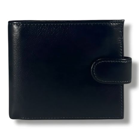 Гаманець чоловічий класичний із натуральної шкіри, чорний (12×10 см) Гаманець чоловічий класичний із натуральної шкіри, чорний (12×10 см)