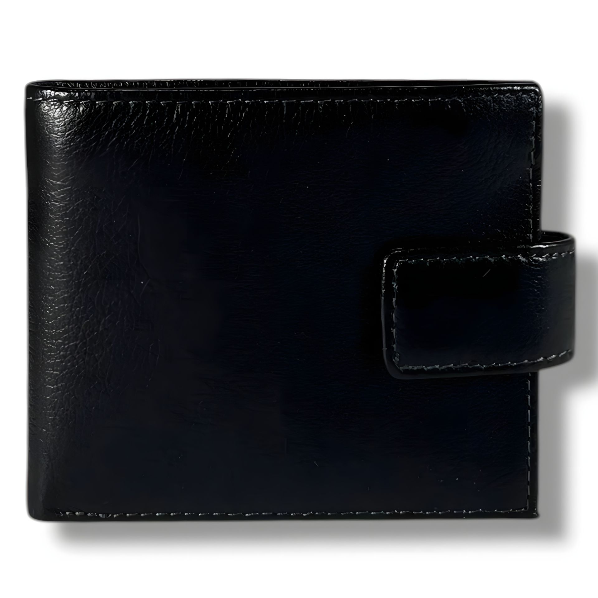 Чорний чоловічий гаманець з натуральної шкіри на магнітній застібці (12×10 см) Чорний чоловічий гаманець з натуральної шкіри на магнітній застібці (12×10 см)