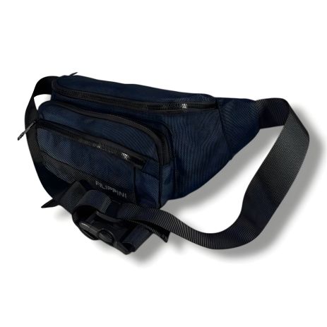 Чоловіча синя поясна сумка-бананка, на 2 відділення