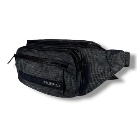 Мужская поясная сумка-бананка, сіра, на 2 отделения