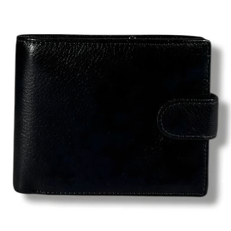 Чоловічий гаманець-портмоне з натуральної шкіри, чорний, місткий та компактний