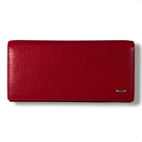 Женский кожаный кошелек, красный (18×9 см)