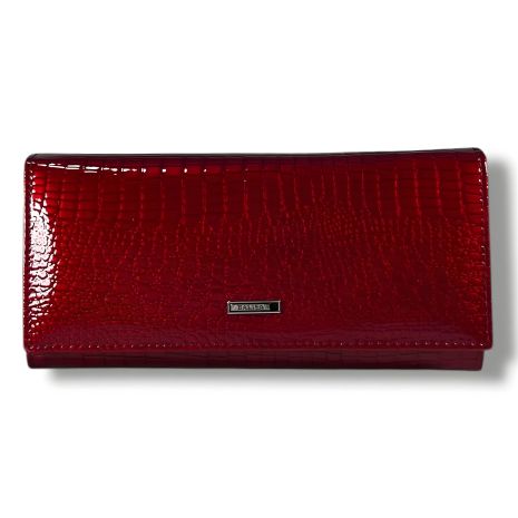 Жіночий гаманець із натуральної шкіри, червоний (19×10 см)
