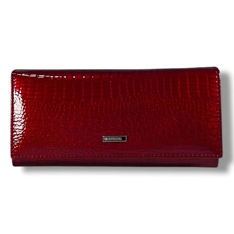 Жіночий гаманець із натуральної шкіри, червоний (19×10 см)