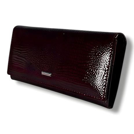 Женский кожаный кошелек, бордовый (19×10 см) Женский кожаный кошелек, бордовый (19×10 см)