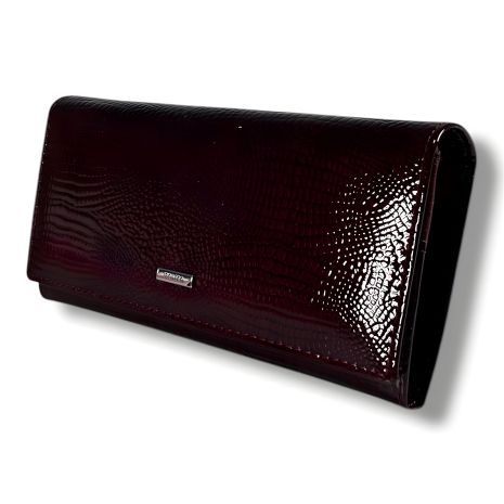 Женский кожаный кошелек, бордовый (19×10 см)