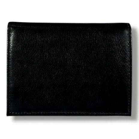 Чоловічий шкіряний гаманець-портмоне, чорний (12×10 см)