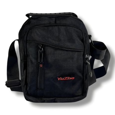 Мужская черная текстильная сумка через плечо