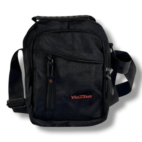 Сумка чоловіча текстильна чорна через плече Сумка чоловіча текстильна чорна через плече