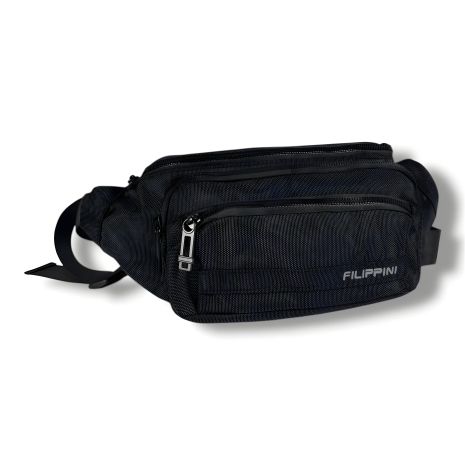 Поясна сумка-бананка чоловіча, чорна, на 2 відділення