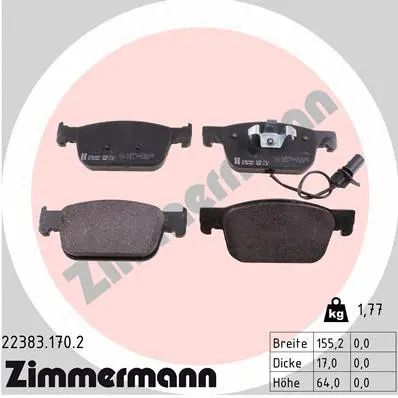 Комплект гальмівних колодок AUDI A5, AUDI A4, ZIMMERMANN (223831702)