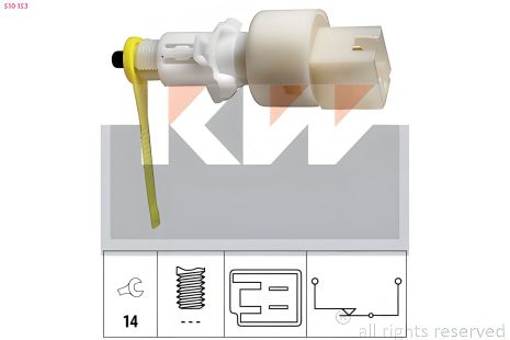 Вимикач датчик стоп-сигналу для FIAT PUNTO, FIAT DOBLO, KW (510153)