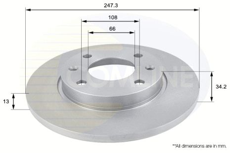Диск гальмівний CITROËN XSARA, PEUGEOT 306, PEUGEOT 206, COMLINE (ADC1508)