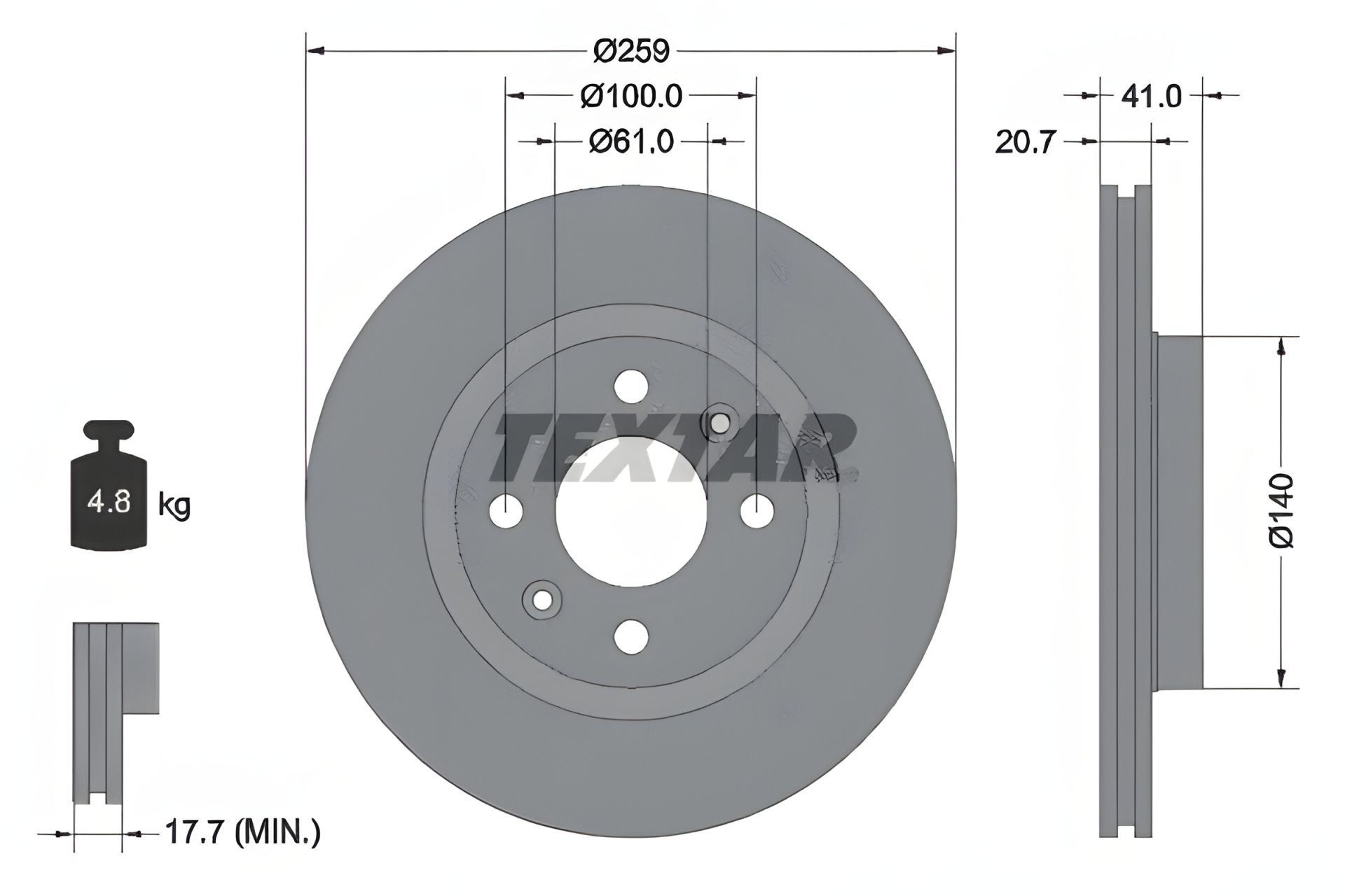 Гальмівний диск LADA LARGUS, MAHINDRA RENAULT, NISSAN PLATINA, TEXTAR (92292103) Гальмівний диск LADA LARGUS, MAHINDRA RENAULT, NISSAN PLATINA, TEXTAR (92292103)