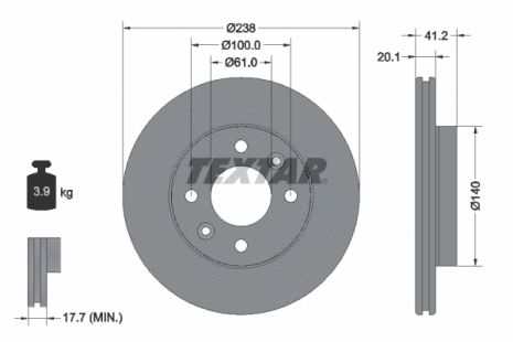 Диск тормозной NISSAN PLATINA, RENAULT THALIA, RENAULT TWINGO, TEXTAR (92036203)
