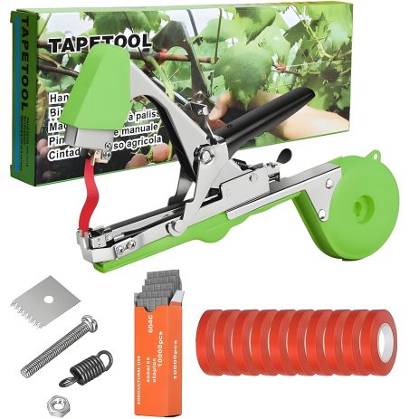 Комплект для подвязки растений: Степлер + Скобы (10100 шт) + Лента (16 шт/480 м)