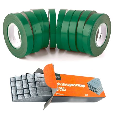 Садовый степлер набор: подвязочная лента 10 шт (300 м) + скобы (10000 шт)