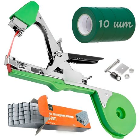 Набір для підв'язки рослин: Степлер + Скоби (10100шт) + Стрічка (11 шт/330 м)