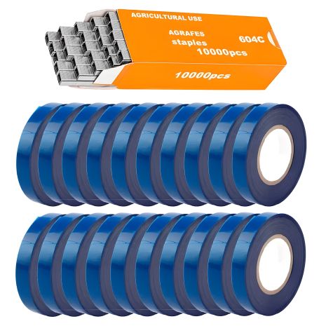 Набор для садового степлера тапенера: лента подвязочная 20 шт (600 м) + скобы (10000 шт)