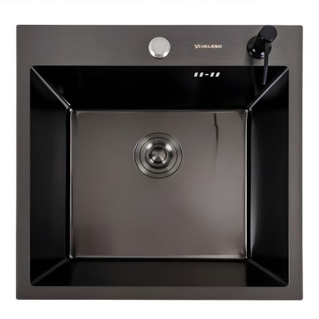 Мийка кухонна 50*50 чорна PVD Valeso Handmade ECN (2,0/0,5)