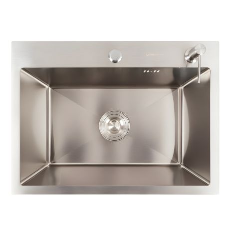 Кухонная мойка 58*43 из нержавеющей стали VALESO Handmade (сифон круглый, 3.0/0.8)