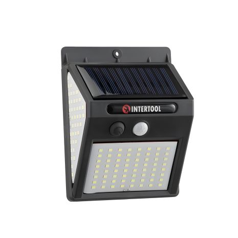 Настенный аккумуляторный светильник 144 SMD с солнечной панелью и датчиком движения, INTERTOOL LB-0114