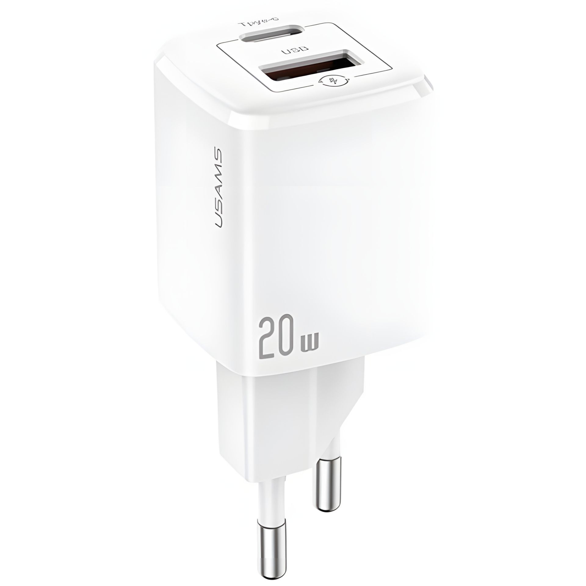 Мережевий адаптер USAMS T37 Super Si Fast Charger US-CC128 1USB, 1Type-C, 20W, PD3.0, QC, white Мережевий адаптер USAMS T37 Super Si Fast Charger US-CC128 1USB, 1Type-C, 20W, PD3.0, QC, white