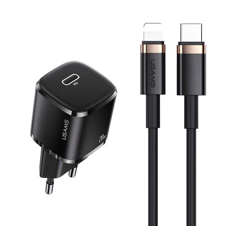 Мережевий адаптер USAMS T36 Type-C to Lightning cable XFK Super Cube Series CC124, 1Type-C, 20W, PD, black