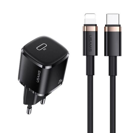Мережевий адаптер USAMS T36 Type-C to Lightning cable XFK Super Cube Series CC124, 1Type-C, 20W, PD, black