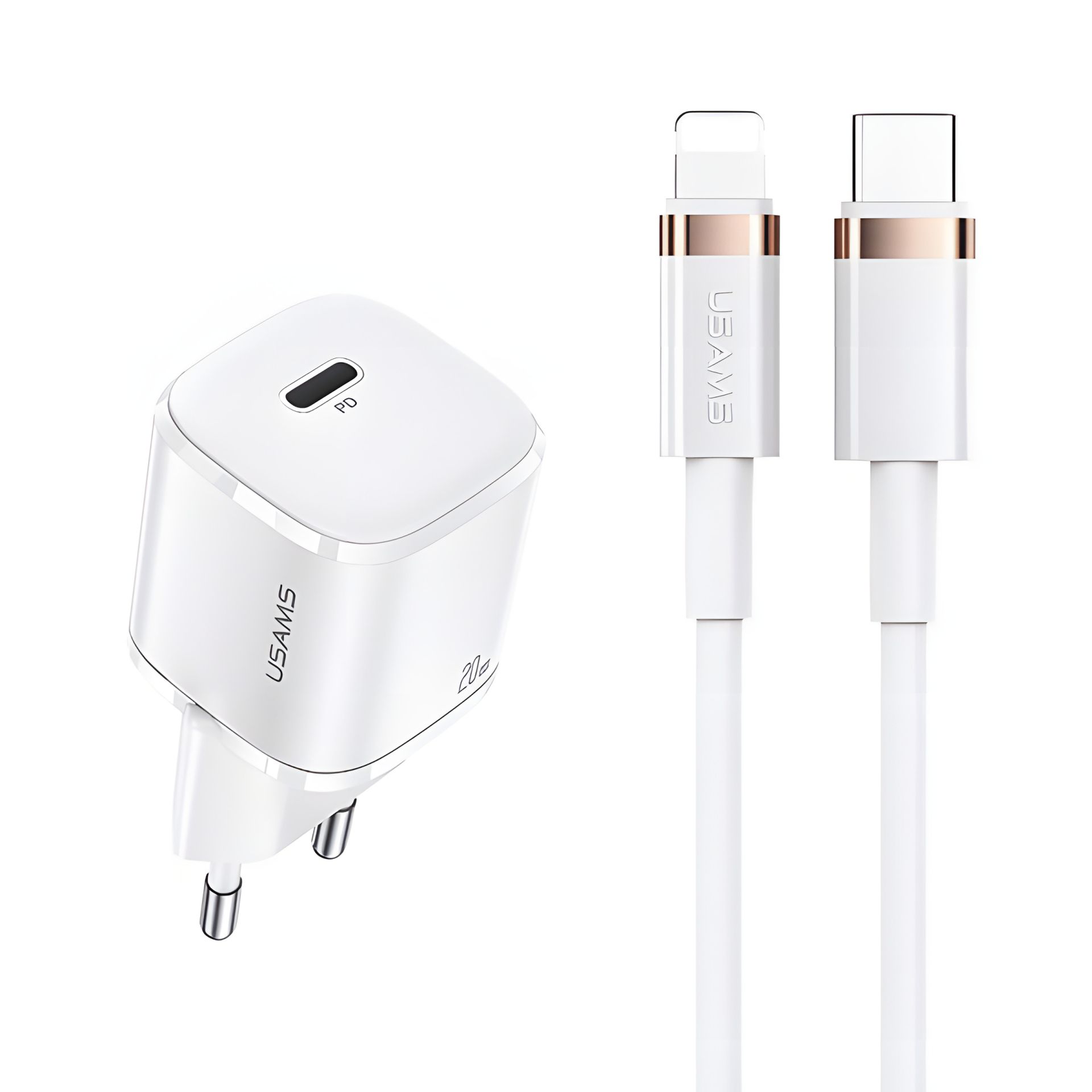 Мережевий адаптер USAMS T36 Type-C to Lightning cable XFK Super Cube Series CC124, 1Type-C, 20W, PD, white Мережевий адаптер USAMS T36 Type-C to Lightning cable XFK Super Cube Series CC124, 1Type-C, 20W, PD, white