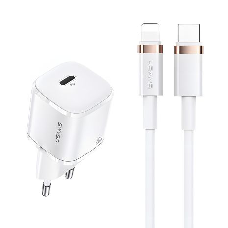 Мережевий адаптер USAMS T36 Type-C to Lightning cable XFK Super Cube Series CC124, 1Type-C, 20W, PD, white