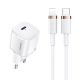 Мережевий адаптер USAMS T36 Type-C to Lightning cable XFK Super Cube Series CC124, 1Type-C, 20W, PD, white Мережевий адаптер USAMS T36 Type-C to Lightning cable XFK Super Cube Series CC124, 1Type-C, 20W, PD, white