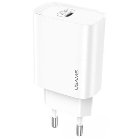 Мережевий адаптер USAMS T39 Single Port PD Fast Charger US-CC131, 1Type-C, 20W, PD3.0, white