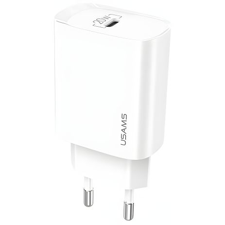 Мережевий адаптер USAMS T39 Single Port PD Fast Charger US-CC131, 1Type-C, 20W, PD3.0, white