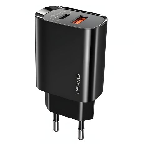 Мережевий адаптер USAMS T35 Fast Charger US-CC121 1USB, 1Type-C, 20W, PD3.0, QC, black Мережевий адаптер USAMS T35 Fast Charger US-CC121 1USB, 1Type-C, 20W, PD3.0, QC, black