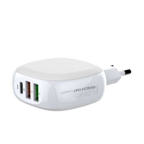 Адаптер мережевий LDNIO A3510Q 2USB, 1Type-C, QC, PD, 3A, 28.5W, white