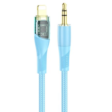 Кабель HOCO UPA25 3.5mm to lightning Transparent Discovery Edition Digital audio conversion cable, 1M, blue