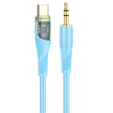 Кабель HOCO UPA25 3.5mm to Type-C Transparent Discovery Edition Digital audio conversion cable, 1M, blue