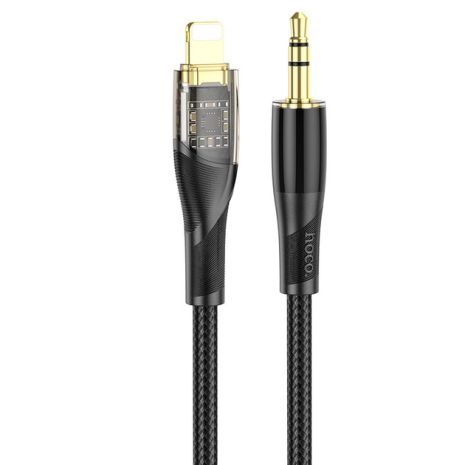 Кабель HOCO UPA25 3.5mm to lightning Transparent Discovery Edition Digital audio conversion cable, 1M| black
