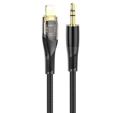 Кабель HOCO UPA25 3.5mm to lightning Transparent Discovery Edition Digital audio conversion cable, 1M| black