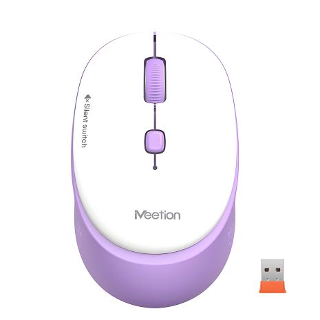 MEETION Office Wireless Mouse R571 |1000/1200/1600 DPI, AA Battery, 2.4G| white-purple